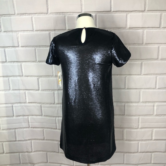 NWT COPPER KEY navy blue sequin dress short sleeve - Picture 2 of 8